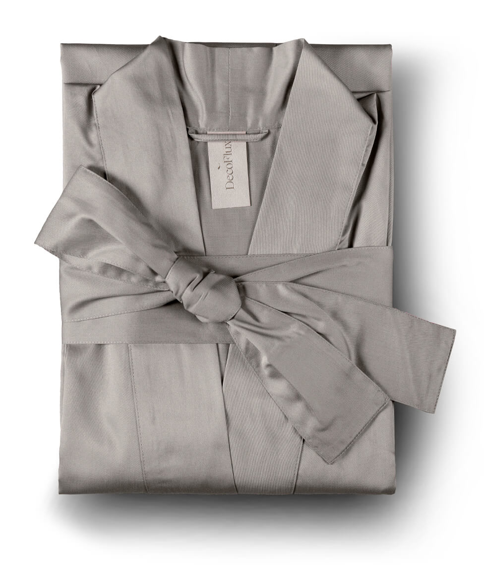 Satino chalatas kimono Solid Taupe (pilka)