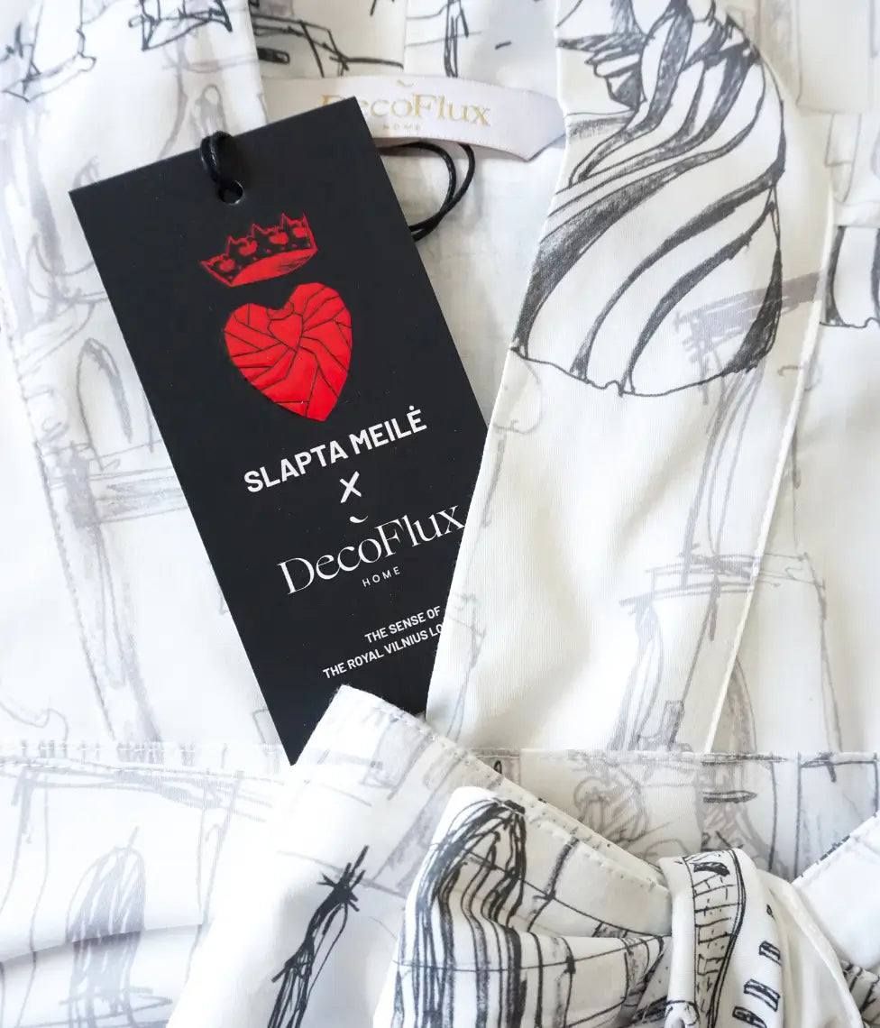 Satino chalatas kimono su maišeliu Slapta Meilė Love Story of Royal Vilnius White (balta), 2 nuotrauka