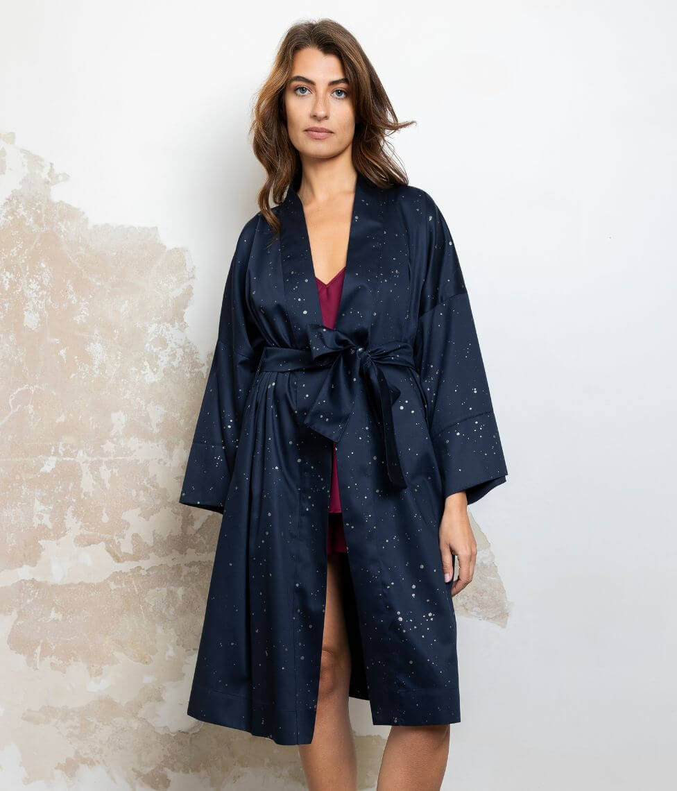 Chalatas kimono Cosmos Dark (tamsiai mėlyna)