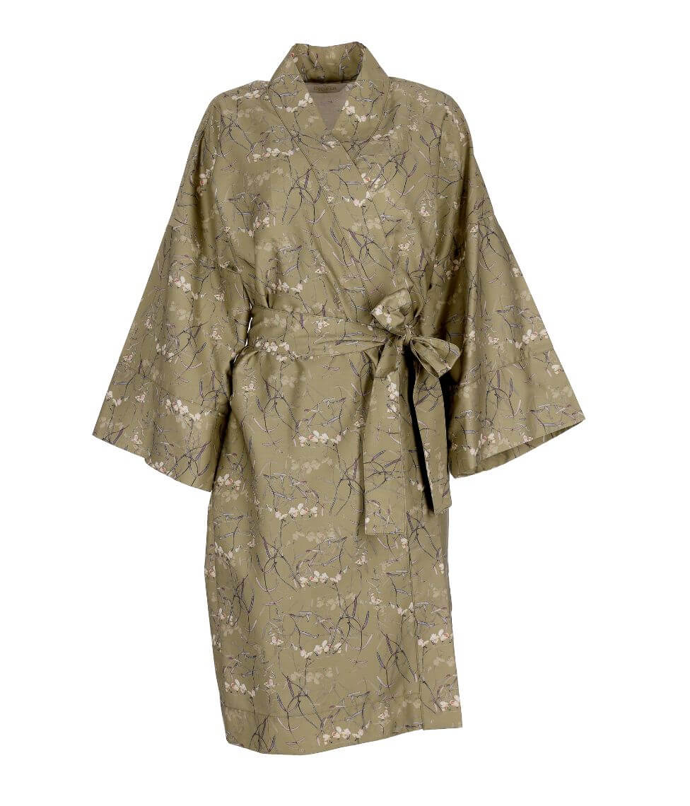 Satino chalatas kimono su maišeliu Dreamy Khaki (chaki), 2 nuotrauka