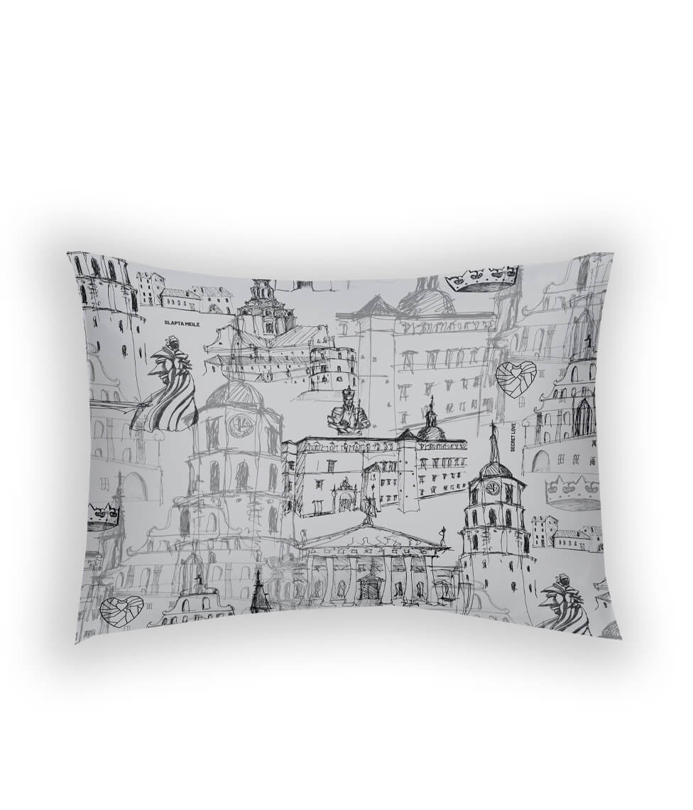 Satino pagalvės užvalkalas Slapta Meilė Love Story of Royal Vilnius Grey (pilka)
