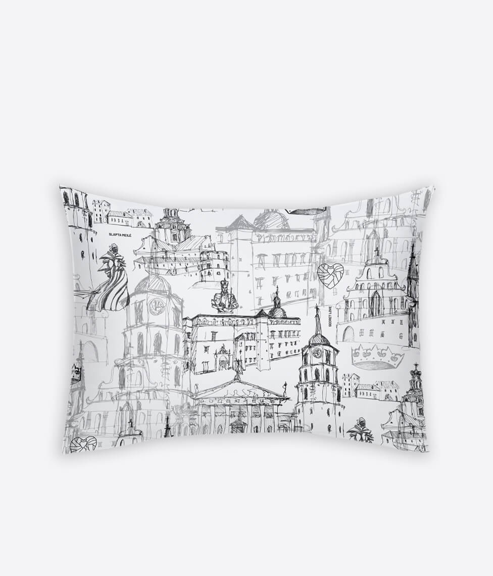 Satino pagalvės užvalkalas Slapta Meilė Love Story of Royal Vilnius White (balta)