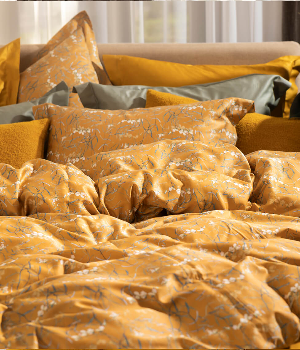 Satino patalynės komplektas Dreamy Ochre (ochros), 4 nuotrauka