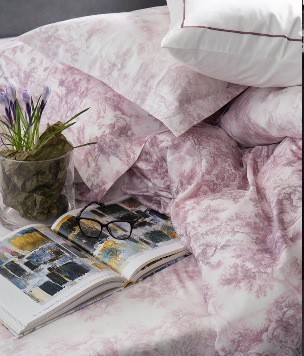 Satino patalynės komplektas Toile Mauve (rausva), 3 nuotrauka