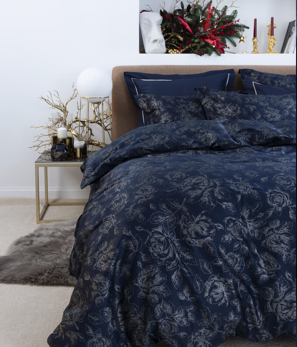 Satino patalynės komplektas Rose Line Royal Blue (mėlyna), 2 nuotrauka