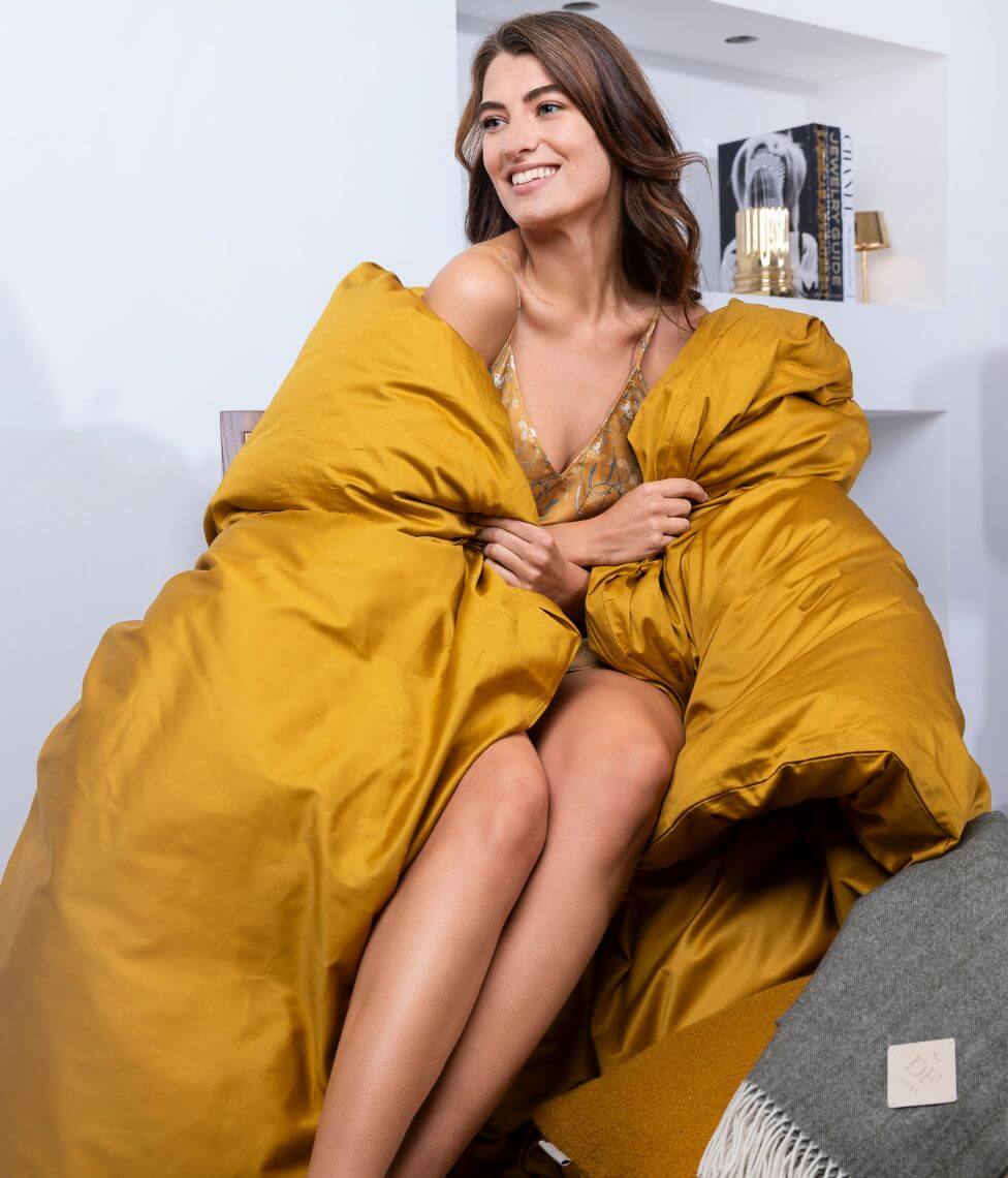 Satino patalynės komplektas Solid Antique Gold (sendinta balta), 2 nuotrauka