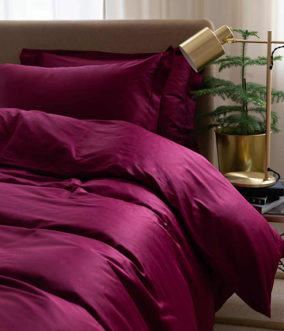 Satino patalynės komplektas Solid Burgundy (burgundiška)