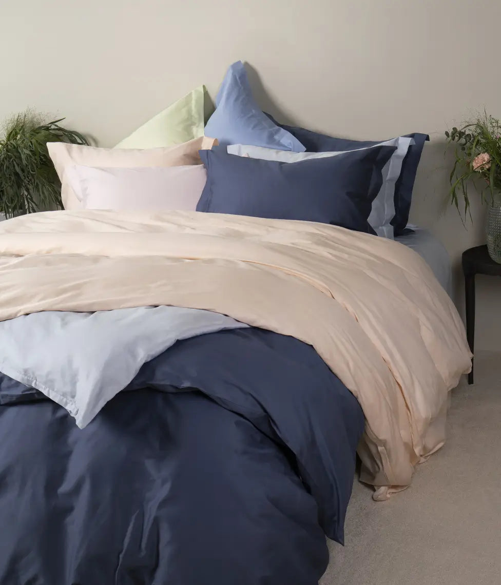 Satino patalynės komplektas Solid Oxford Blue (mėlyna), 5 nuotrauka