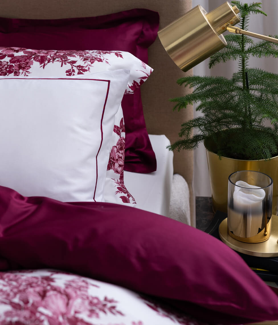 Satino patalynės komplektas Eternal Rose Burgundy/Optical White (burgundiška), 2 nuotrauka
