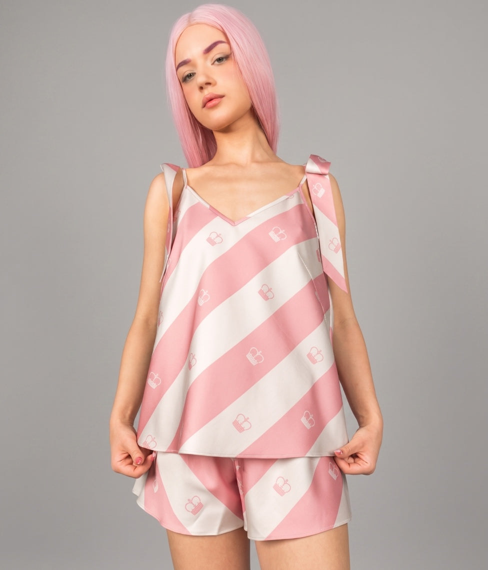 Pižama (palaidinė+šortai) Slapta Meilė Jūsų Didenybei Pink (balta, rausva)