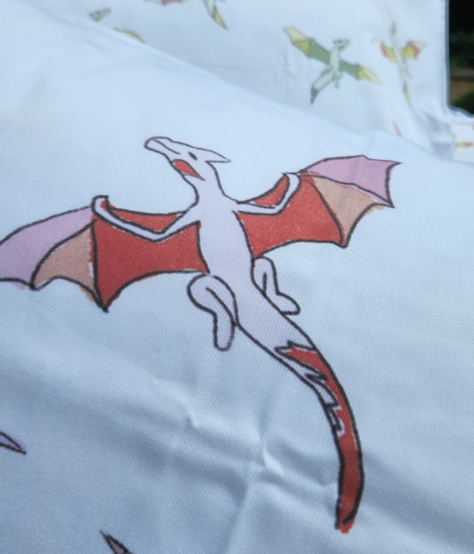 Vaikiškas satino patalynės komplektas DF Dragons/White (marga), 6 nuotrauka
