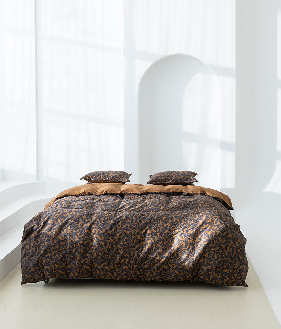 Satino patalynės komplektas Jaquard Cinnamon & Stripe In Line Cinnamon (cinamono)