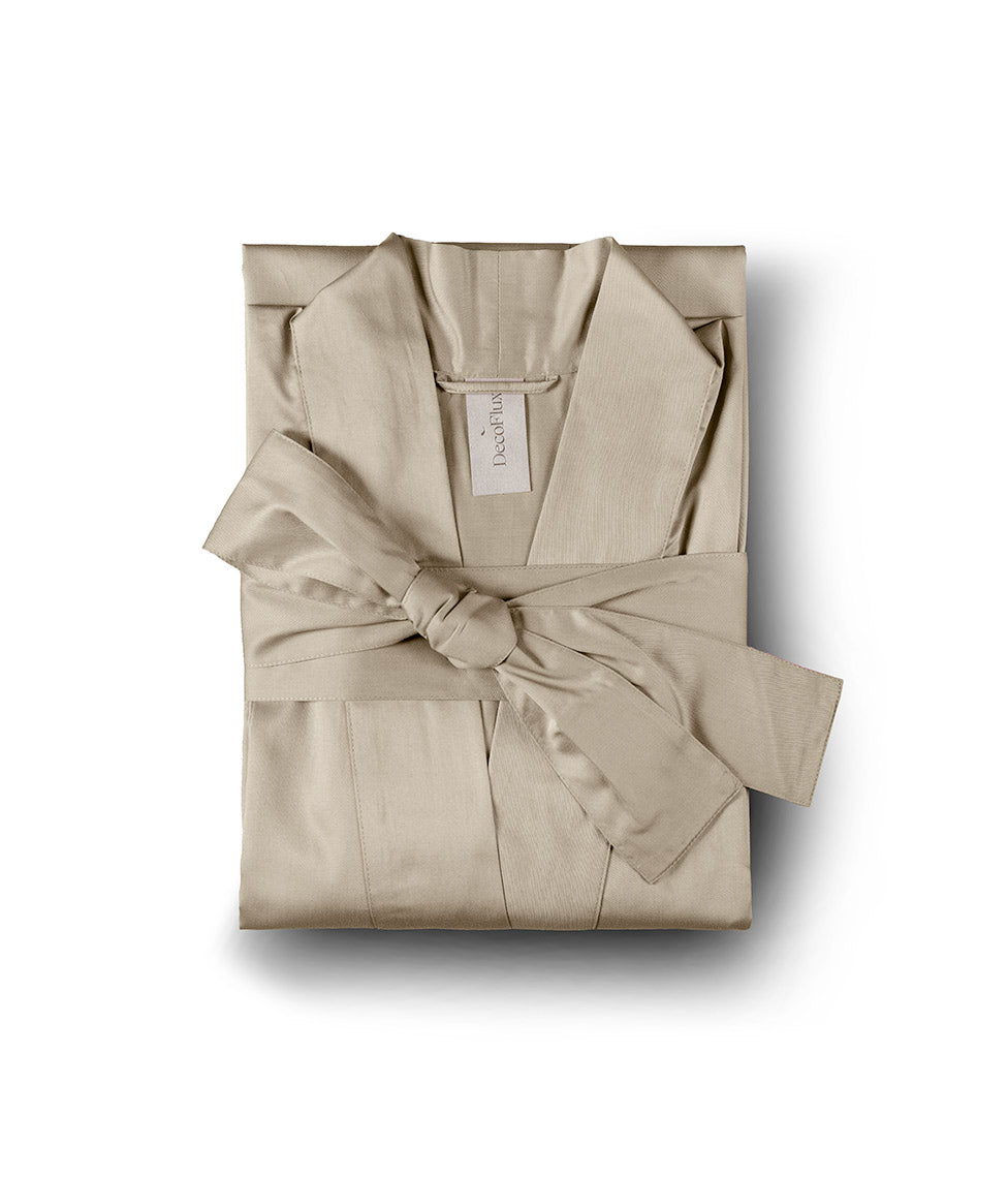 Satino chalatas kimono Solid Sand (smėlio)