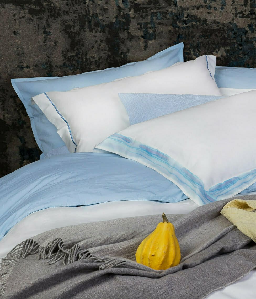 Satino pagalvės užvalkalas Frame Aqua Blue (balta, melsva), 3 nuotrauka