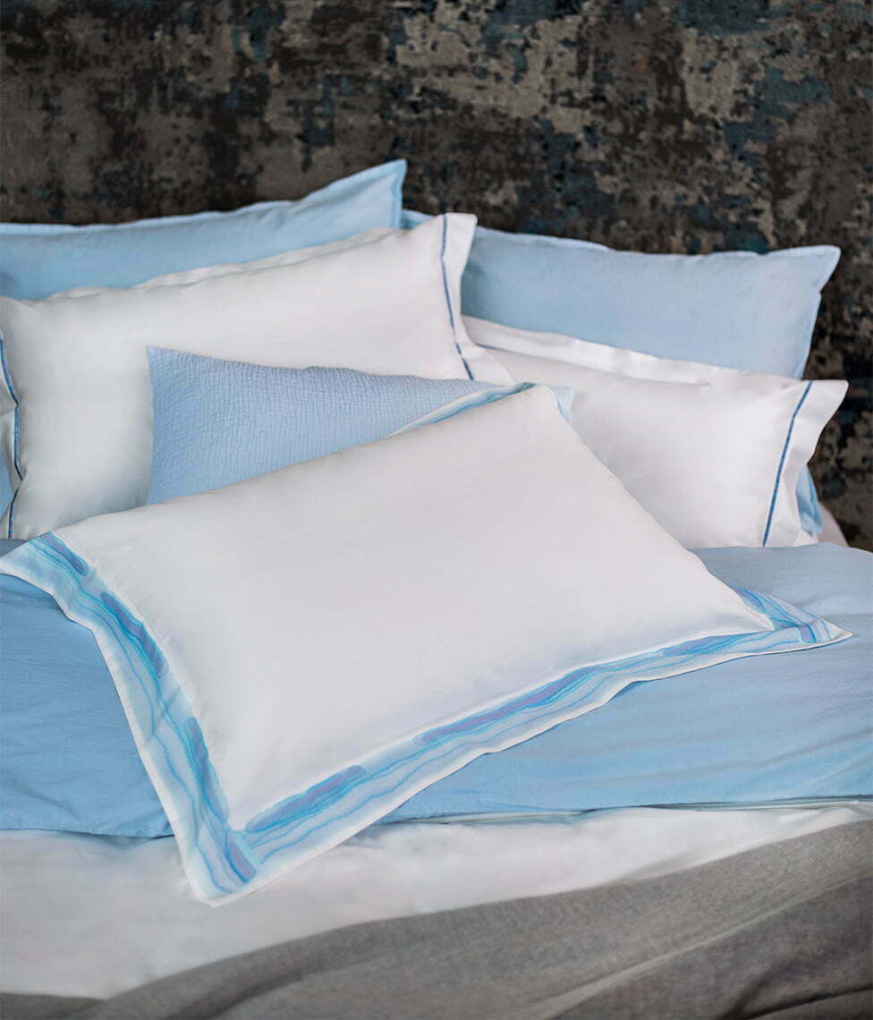 Satino pagalvės užvalkalas Frame Aqua Blue (balta, melsva), 2 nuotrauka