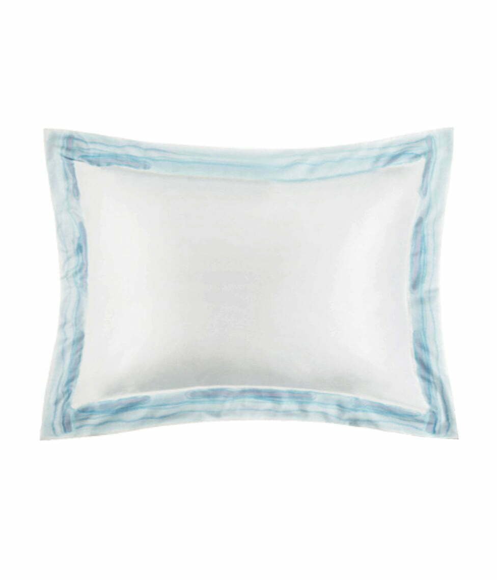 Satino pagalvės užvalkalas Frame Aqua Blue (balta, melsva)