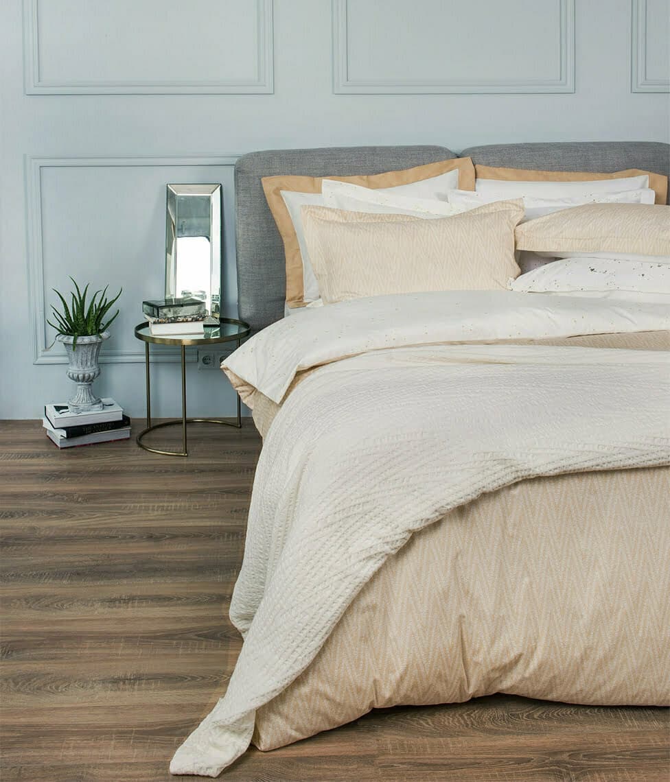 Satino patalynės komplektas Twist Gold/White (balta, gelsva)