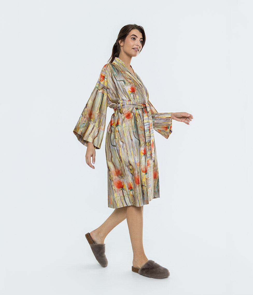 Satino chalatas kimono Poppy (marga), 2 nuotrauka