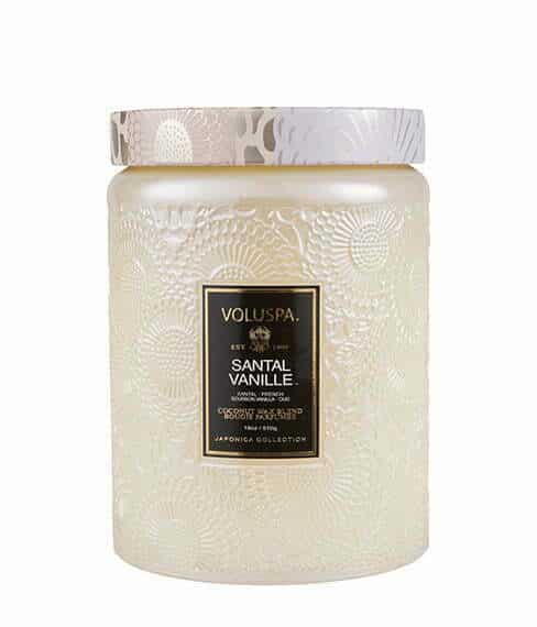 Voluspa didelė žvakė stikle Santal Vanile