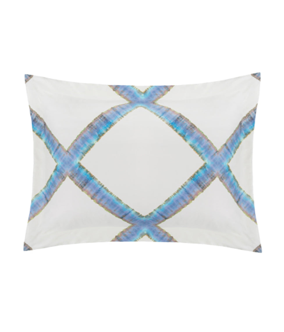 Satino pagalvės užvalkalas Batik Ocean Square (mėlyna)