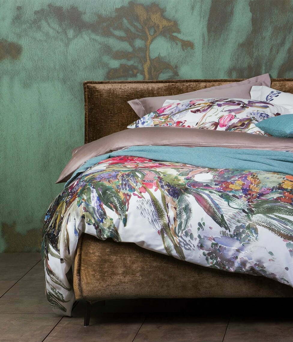 Satino patalynės komplektas Irises/Grey (balta), 2 nuotrauka