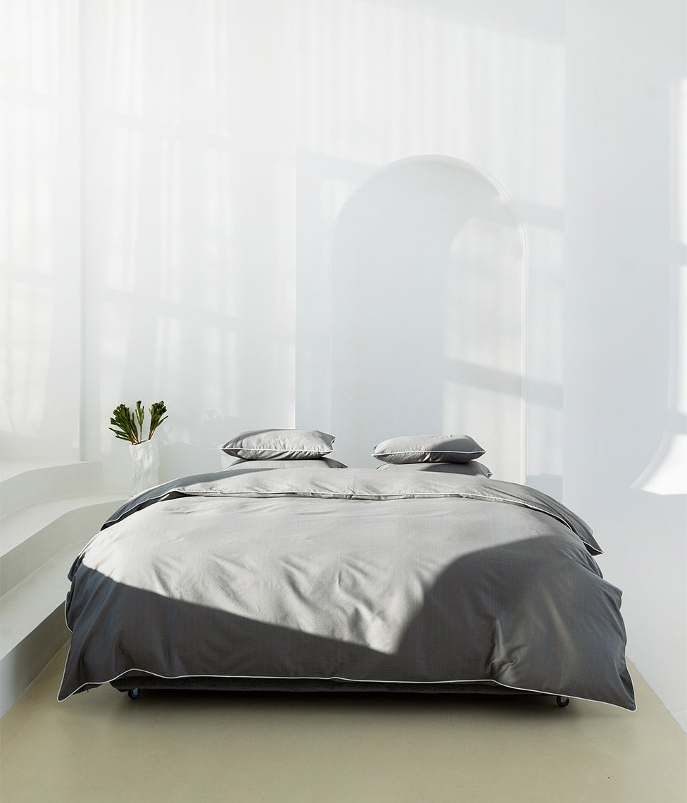 Satino patalynės komplektas Stripe In Line Grey (pilka), 7 nuotrauka