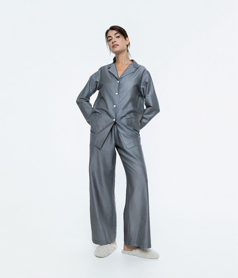 Pižama (marškiniai+kelnės) Stripe In Line Grey (pilka), 2 nuotrauka