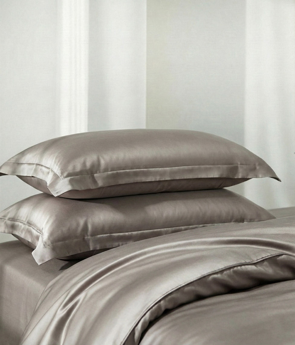 Šilko patalynės komplektas Solid Luxor Taupe (pilkšvai ruda), 2 nuotrauka