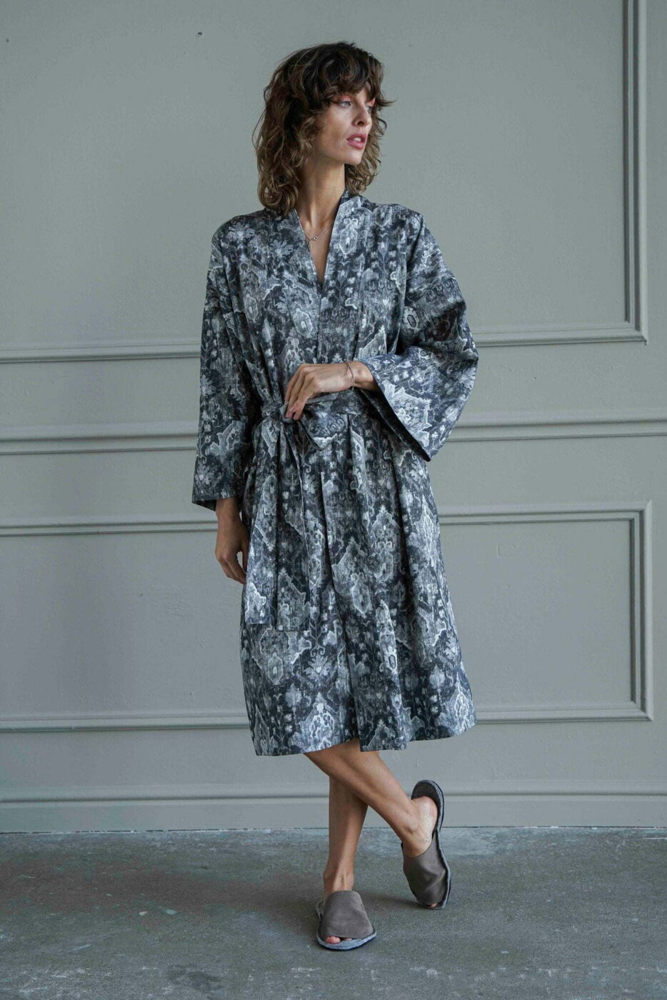 Chalatas kimono Heritage Monarch (marga, rusva)