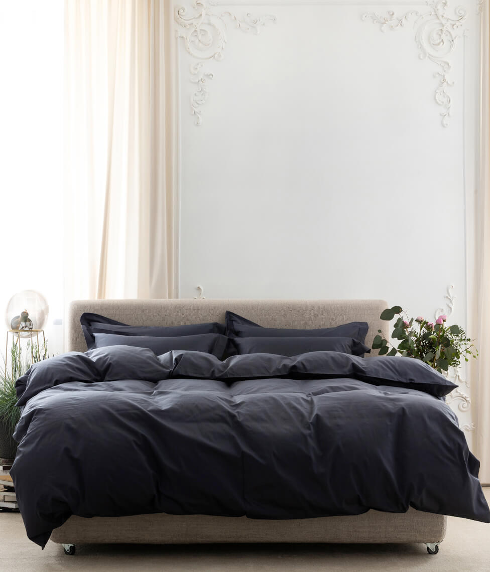 Satino patalynės komplektas Solid Anthracite (antracito), 2 nuotrauka