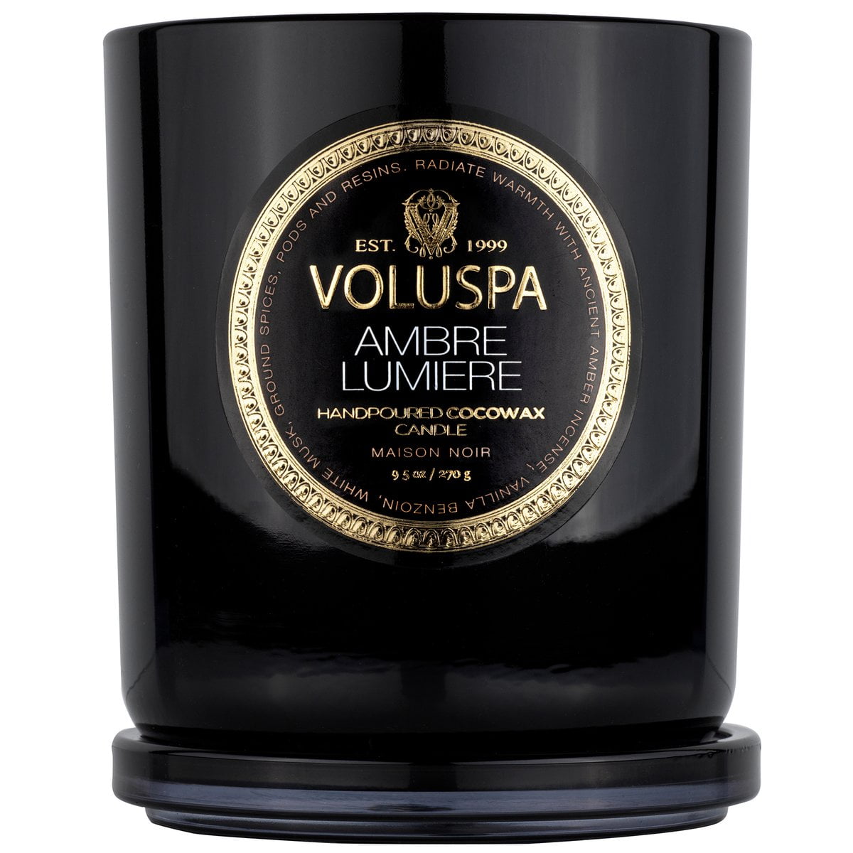 Voluspa didelė žvakė stikle Ambra Lumiere, 3 nuotrauka