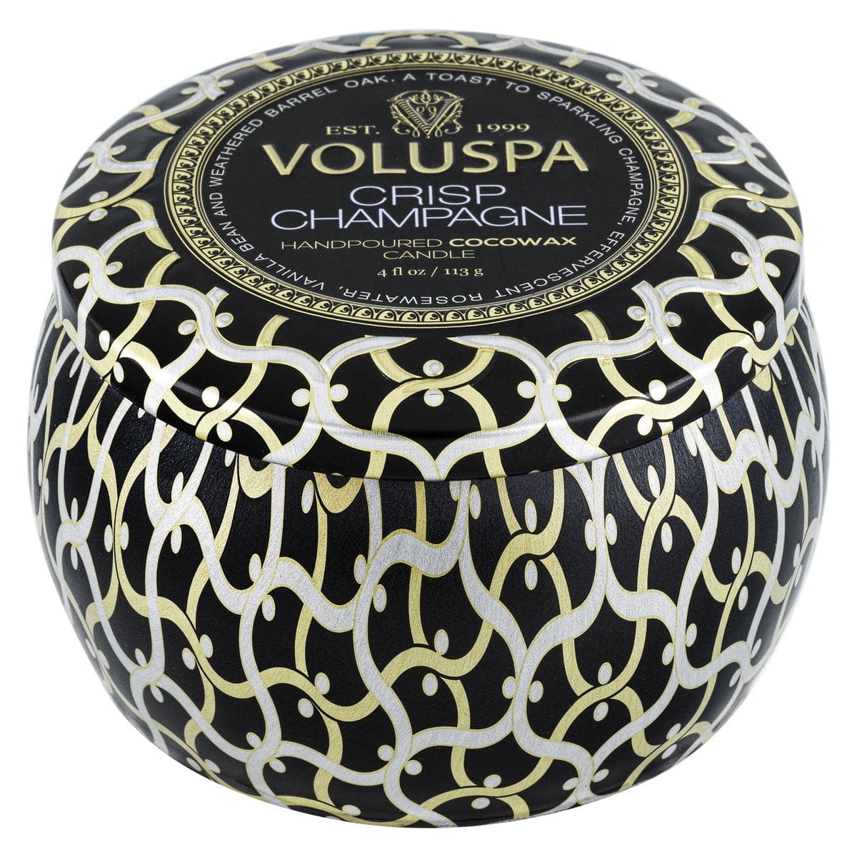 Voluspa maža žvakė metale Crisp Champagne, 5 nuotrauka