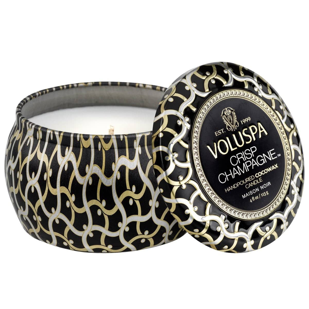 Voluspa maža žvakė metale Crisp Champagne, 3 nuotrauka