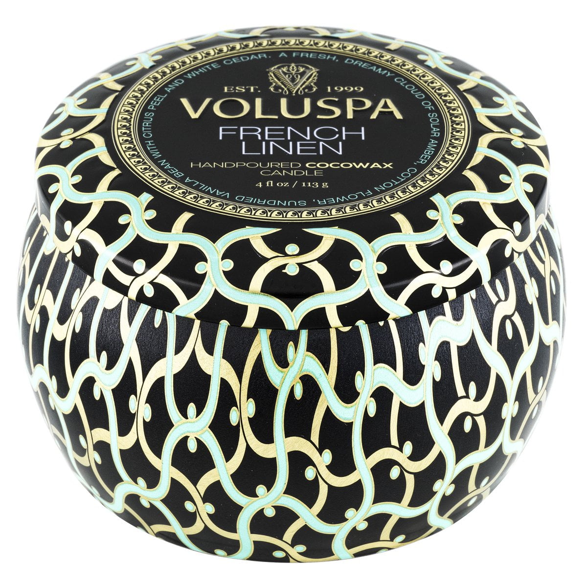 Voluspa maža žvakė metale French Linen, 5 nuotrauka