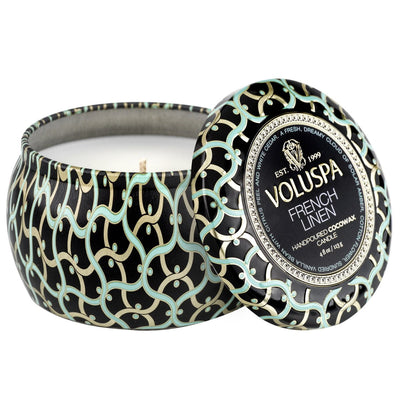 Voluspa maža žvakė metale French Linen, 3 nuotrauka