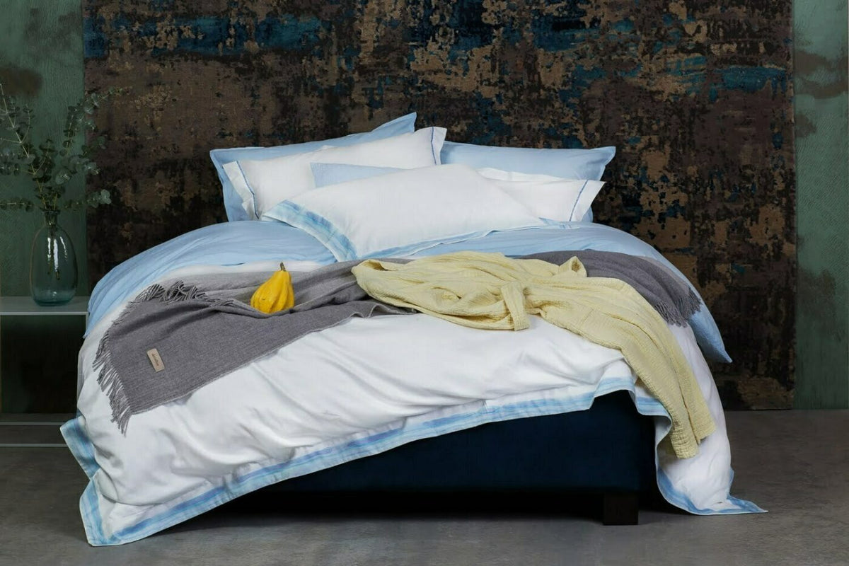 Satino patalynės komplektas Frame Aqua Blue (balta, melsva), 3 nuotrauka