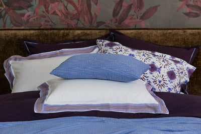 Satino patalynės komplektas Frame Lilac Blue (balta, marga), 3 nuotrauka
