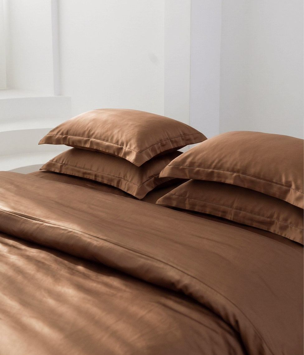 Satino patalynės komplektas Solid Caramel