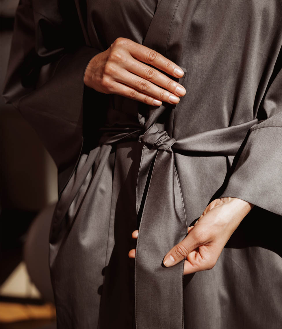 Satino chalatas kimono Solid Coffee
