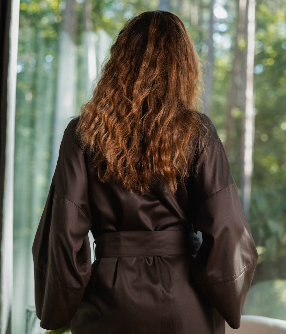 Satino chalatas kimono Solid Coffee