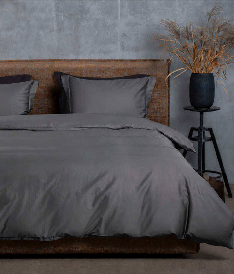 Satino patalynės komplektas Solid Dark Grey