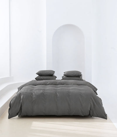 Satino patalynės komplektas Solid Dark Grey