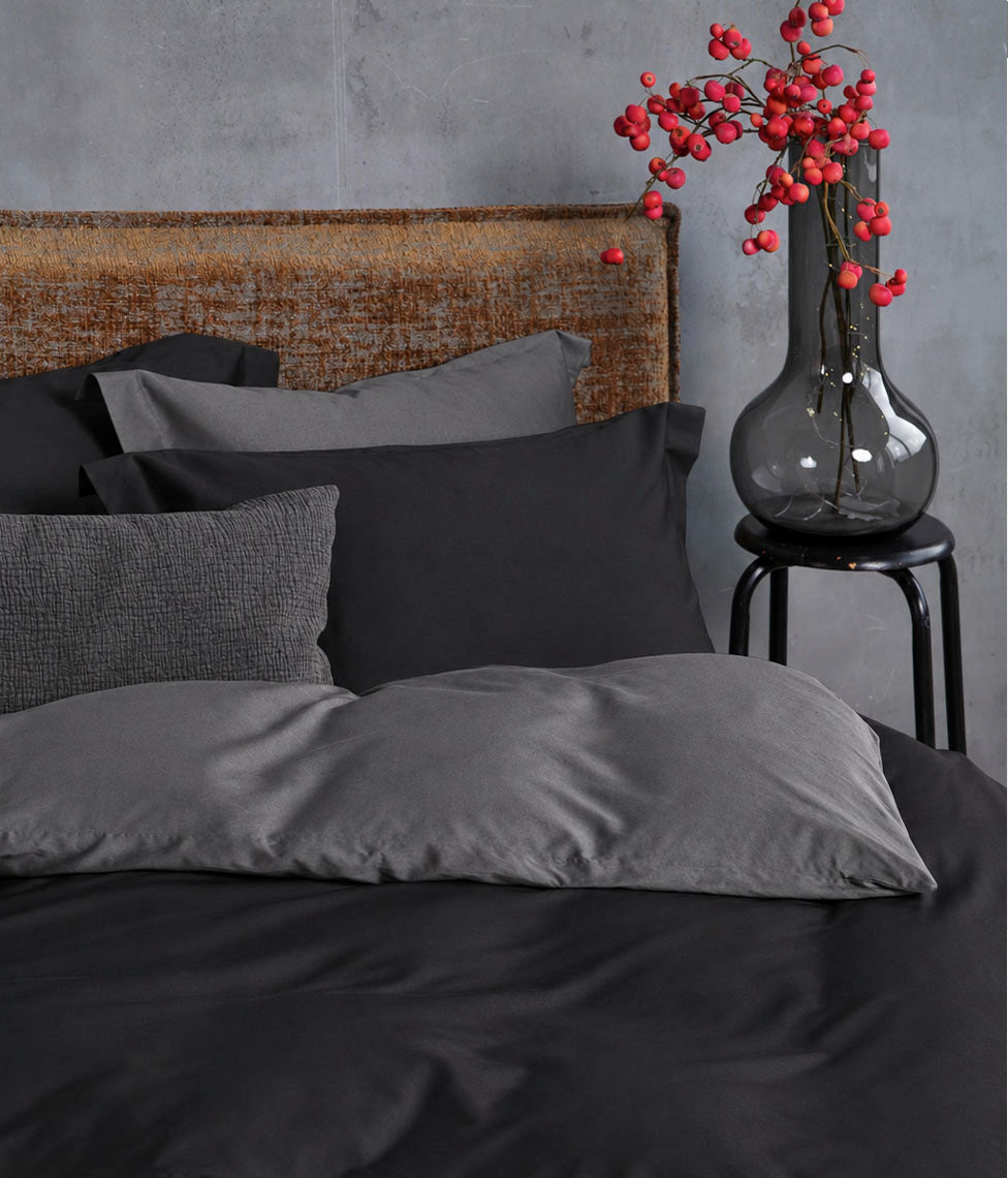 Satino patalynės komplektas Solid Dark Grey