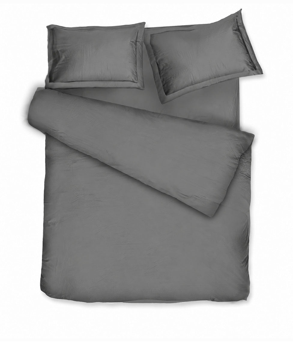 Satino patalynės komplektas Solid Dark Grey