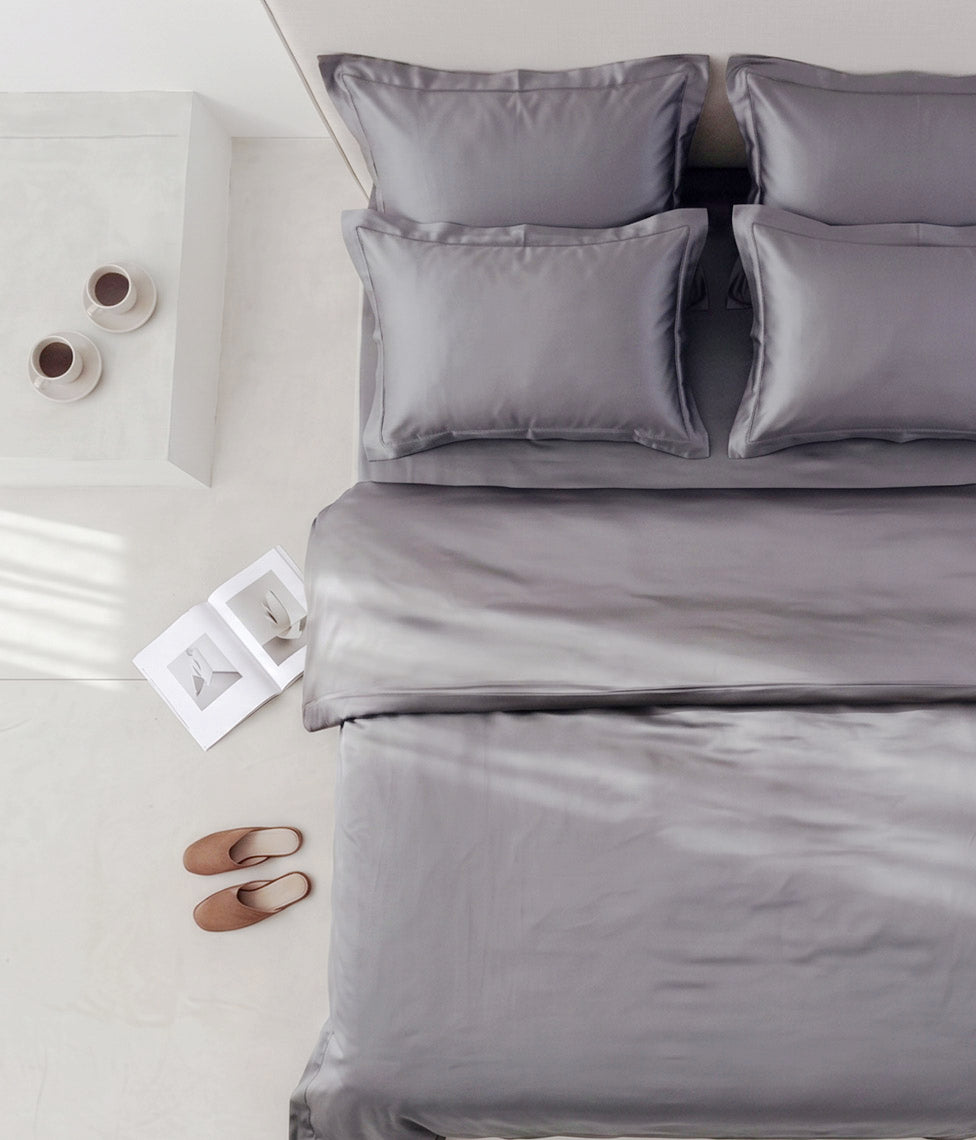 Satino patalynės komplektas Solid Dark Grey