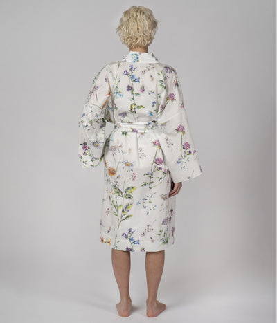 Satino Chalatas Kimono Midsummer (balta), 4 nuotrauka