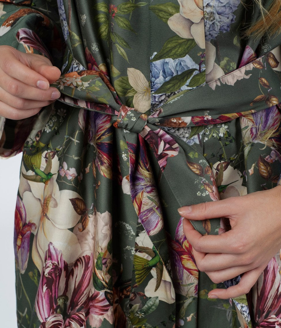 Chalatas Kimono Magic Garden Moss (samanų), 3 nuotrauka