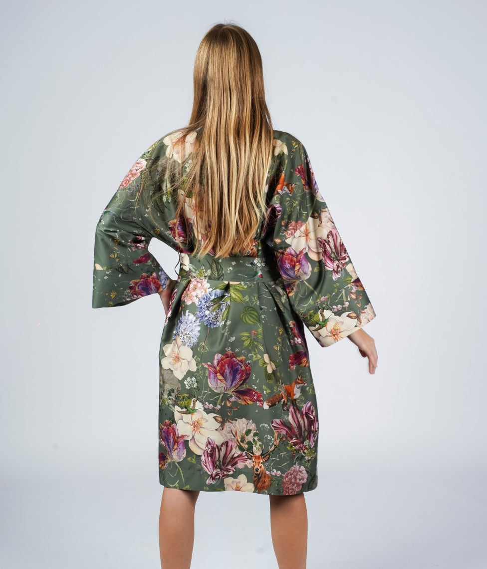 Chalatas Kimono Magic Garden Moss (samanų), 2 nuotrauka