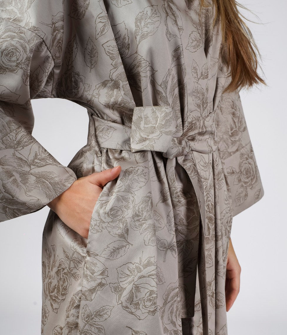 Chalatas Kimono Rose Line Almond (migdolų), 2 nuotrauka