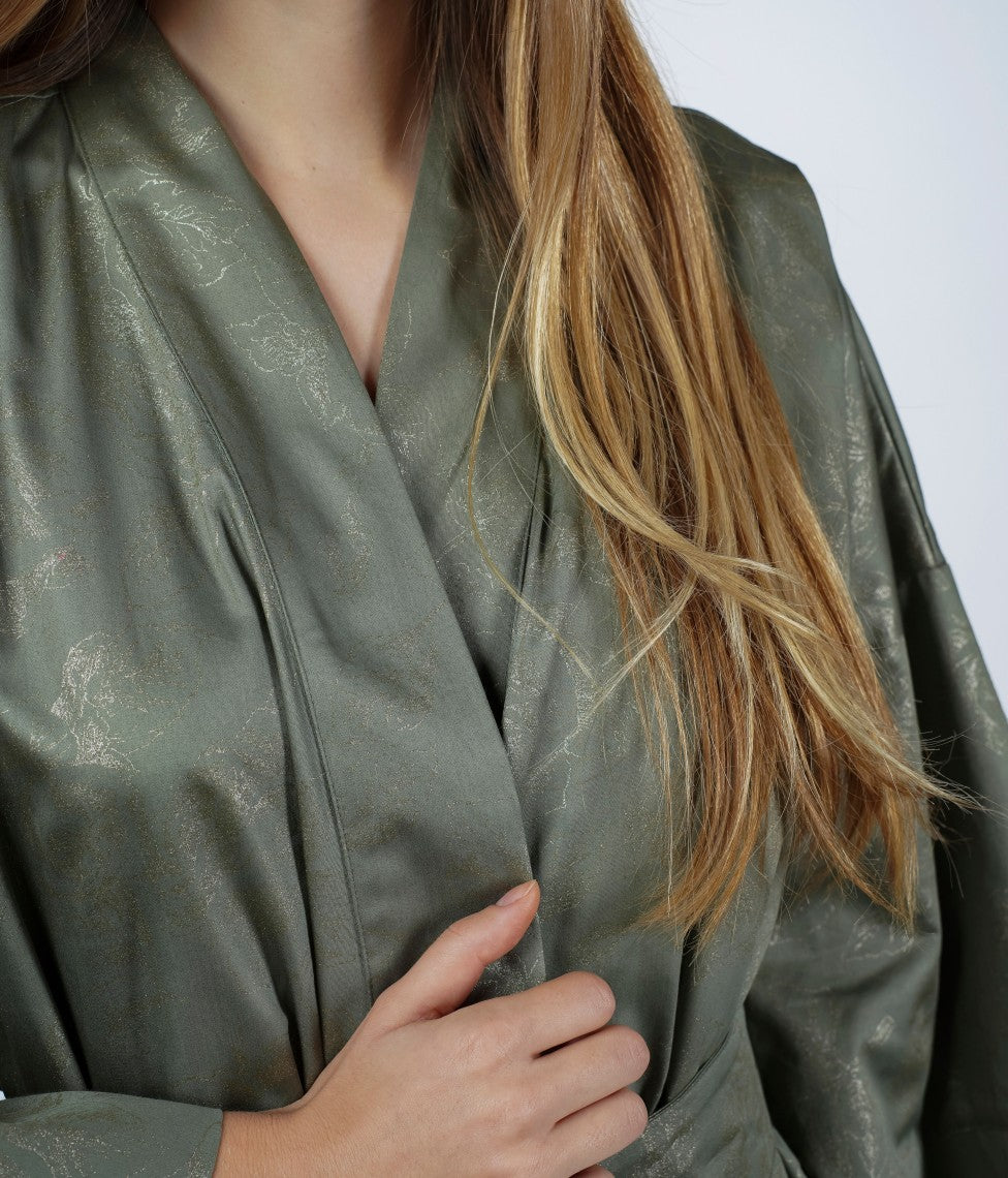 Chalatas Kimono Rose Line Wild Sage (žalia), 4 nuotrauka
